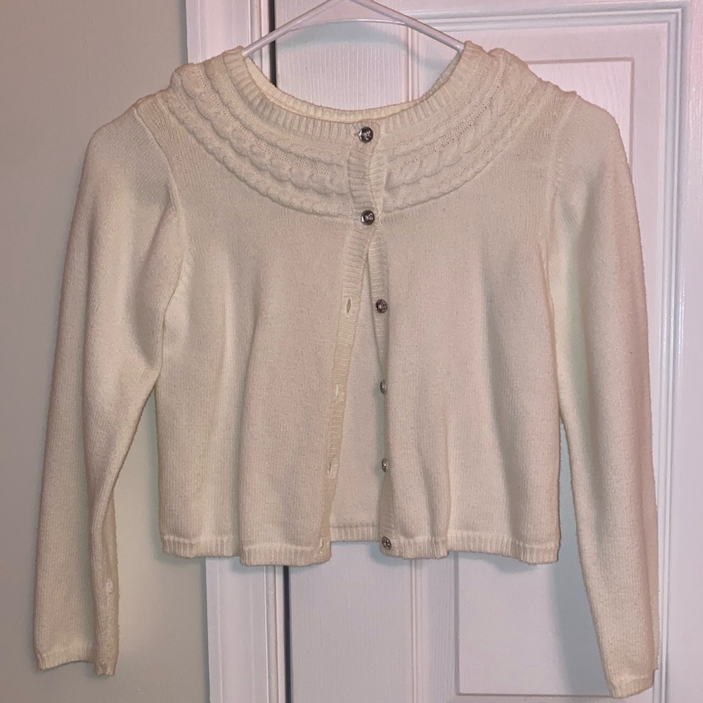 Girls Gymboree White Sweater size 7.